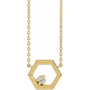 Ladies Natural Diamond Honeycomb Necklace (I1, G-H) — 14K Yellow Gold