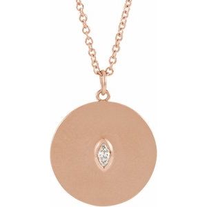 Ladies Natural Diamond Disc Necklace (I1, Ghi) — 14K Rose Gold