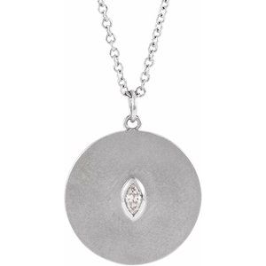 Ladies Natural Diamond Disc Necklace (I1, Ghi) — 14K White Gold