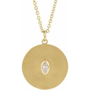 Ladies Natural Diamond Disc Necklace (I1, Ghi) — 14K Yellow Gold