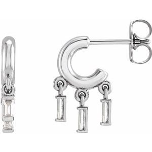 Ladies Natural Diamond Fringe Hoop Earrings (SI2-SI3, GHI) — 14K White Gold