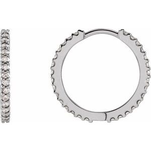 Ladies Natural Diamond 17.63 mm Hoop Earring (I1, G-H) — 14K White Gold