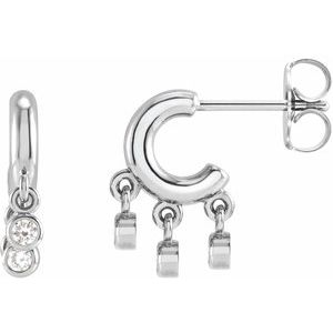Ladies Natural Diamond Fringe Hoop Earrings (I1, G-H) — Sterling Silver