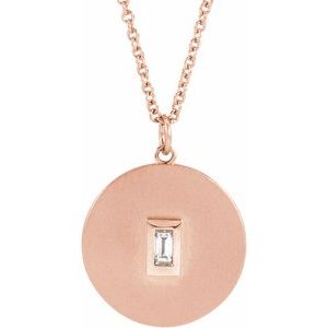 Ladies Natural Diamond Disc Necklace (Si2-Si3, Ghi) — 14K Rose Gold