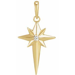 Ladies Natural Diamond Star Cross Pendant (I1, G-H) — 14K Yellow Gold