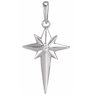 Ladies Natural Diamond Star Cross Pendant (I1, G-H) — 14K White Gold
