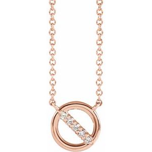 Ladies Natural Diamond Circle Necklace (I1, G-H) — 14K Rose Gold
