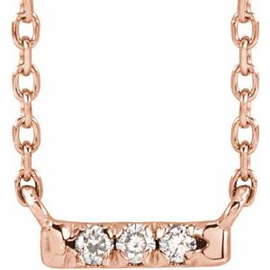 Ladies Natural Diamond French-Set Bar Necklace (I1, G-H) — 14K Rose Gold