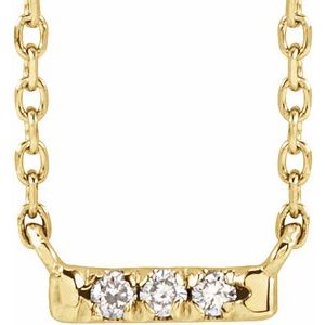 Ladies Natural Diamond French-Set Bar Necklace (I1, G-H) — 14K Yellow Gold