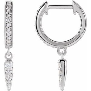 Ladies Natural Diamond Hinged Hoop Spike Earrings — 14K White Gold