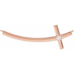 Ladies Natural Diamond Sideways Cross Necklace Center (I1, G-H) — 14K Rose Gold