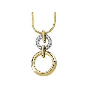 Ladies 14K Yellow/ Natural Diamond Double Circle Pendant (I1, G-H) — 14K Yellow/White Gold