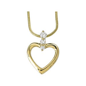 Ladies Natural Diamond Heart Necklace (I1, G-H) — 14K Yellow Gold