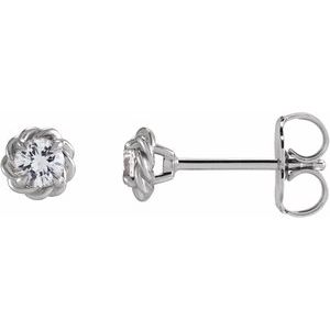 Ladies Natural Diamond Claw-Prong Rope Earrings — Sterling Silver