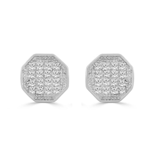 Elegant 0.10Ct Round Diamond Yuva Stud Earrings In Sterling Silver Stylish Ladies Everyday Jewelry
