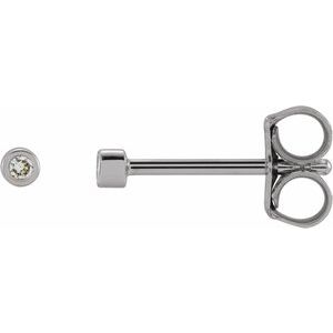 Ladies Natural Diamond Micro Bezel-Set Stud Earring — Platinum