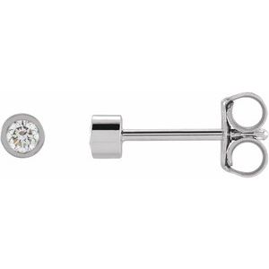 Lab-Grown Diamond Round Micro Bezel-Set Stud Earrings (Single Earring)