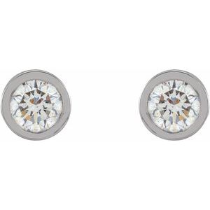 Lab-Grown Diamond Round Micro Bezel-Set Stud Earrings (Single Earring)