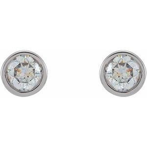Lab-Grown Diamond Round Micro Bezel-Set Stud Earrings