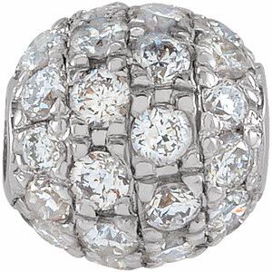 Ladies 3 mm Natural Diamond Ball Pendant — 14K White Gold