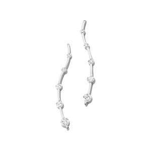 Ladies Natural Diamond Journey Earrings — 14K White Gold