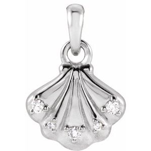 Ladies Natural Diamond Seashell Pendant (I1, G-H) — Sterling Silver
