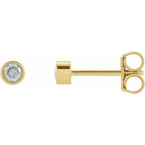 Ladies Natural Diamond Micro Bezel-Set Earrings — 14K Yellow Gold