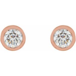 Lab-Grown Diamond Round Micro Bezel-Set Stud Earrings