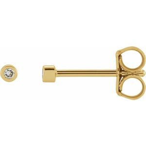 Ladies Natural Diamond Micro Bezel-Set Stud Earring — 14K Yellow Gold