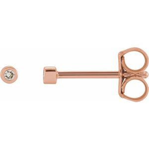 Ladies Natural Diamond Micro Bezel-Set Stud Earring — 14K Rose Gold