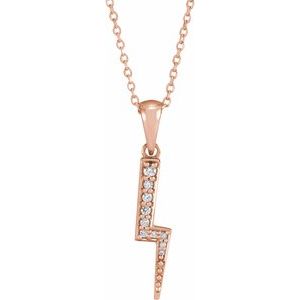 Ladies Natural Diamond Lightning Bolt Necklace (I1, G-H) — 14K Rose Gold
