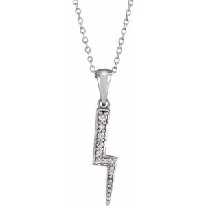 Ladies Natural Diamond Lightning Bolt Necklace (I1, G-H) — 14K White Gold