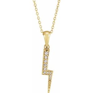 Ladies Natural Diamond Lightning Bolt Necklace (I1, G-H) — 14K Yellow Gold