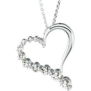 Ladies Natural Diamond Journey Heart Necklace (I1, G-H) — 14K White Gold