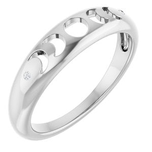 Ladies Natural Diamond Moon Phase Ring (I1, G-H) — 14K White Gold