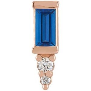 Ladies Natural Blue Sapphire Natural Diamond Bar Earring — 14K Rose Gold