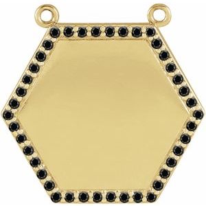 Ladies Natural Black Diamond Hexagon Necklace Center (Opaque, Black) — 14K Yellow Gold
