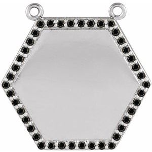 Ladies Natural Black Diamond Hexagon Necklace Center (Opaque, Black) — 14K White Gold