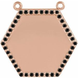 Ladies Natural Black Diamond Hexagon Necklace Center (Opaque, Black) — 14K Rose Gold