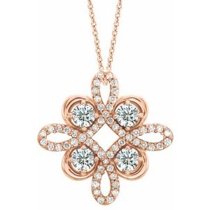 Ladies Natural Diamond Clover Necklace (I1, G-H) — 14K Rose Gold