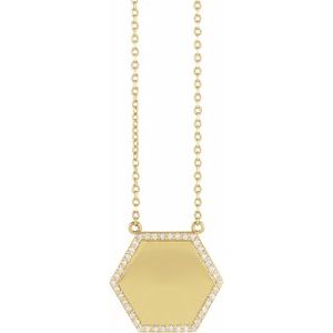 Ladies Natural Diamond Hexagon Necklace (I1, G-H) — 14K Yellow Gold