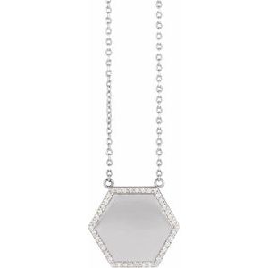 Ladies Natural Diamond Hexagon Necklace (I1, G-H) — 14K White Gold