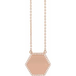 Ladies Natural Diamond Hexagon Necklace (I1, G-H) — 14K Rose Gold