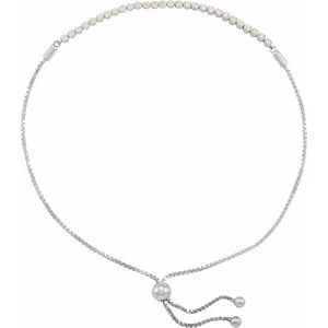 Ladies Natural Diamond Bolo 9 1/ Bracelet (I1, G-H) — 14K White Gold