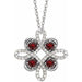 Ladies Natural Mozambique Garnet Natural Diamond Clover Necklace (I1, G-H) — 14K White Gold