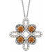 Ladies Natural Citrine Natural Diamond Clover Necklace (I1, G-H) — 14K White Gold