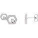 Ladies Natural Diamond Honeycomb Earrings — 14K White Gold
