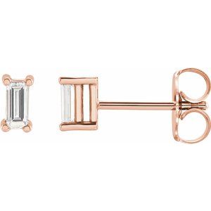 Lab-Grown Diamond Straight Baguette 4-Prong Stud Earrings