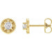 Ladies Natural Diamond Floral-Inspired Earrings — 14K Yellow Gold