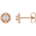 Ladies Natural Diamond Floral-Inspired Earrings — 14K Rose Gold